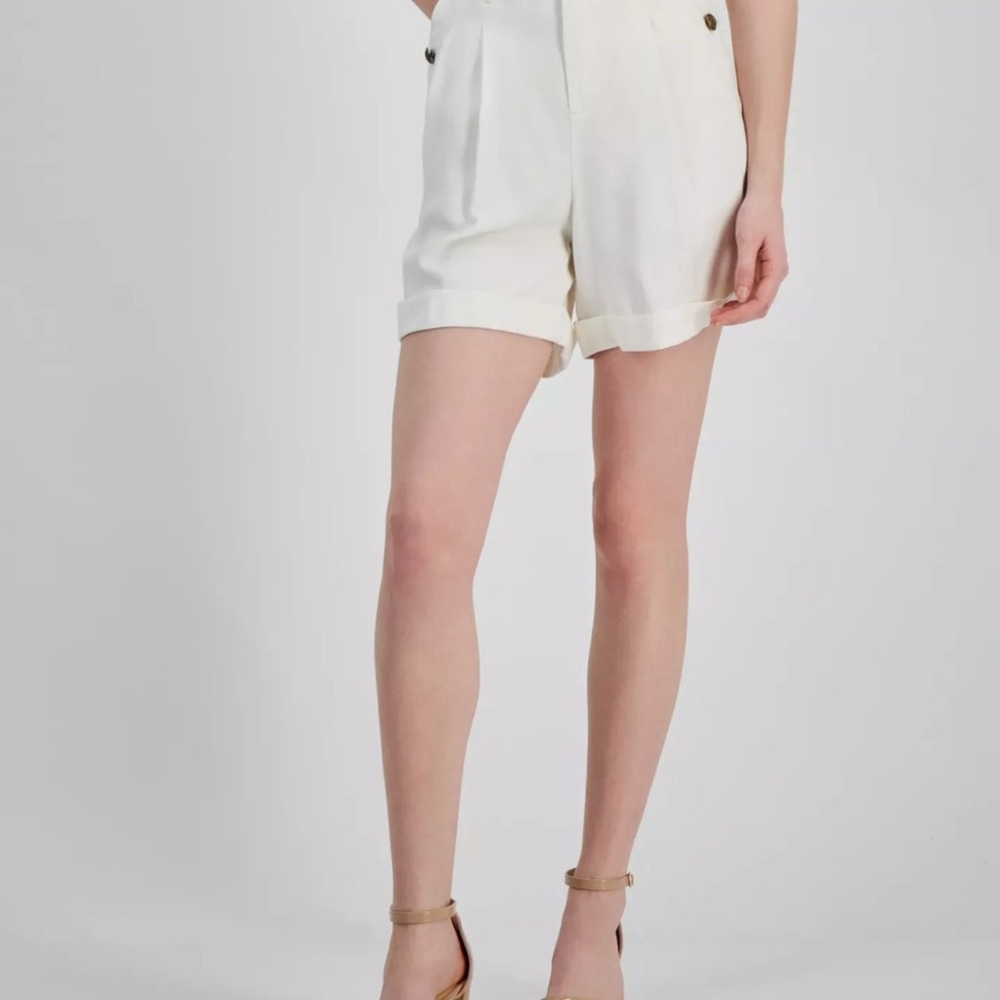 Tommy Hilfiger off white Cream High Waist Women's Shorts cuff XL NWOT